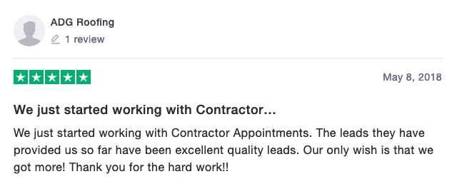 ADG Roofing Contractor Appointments Review